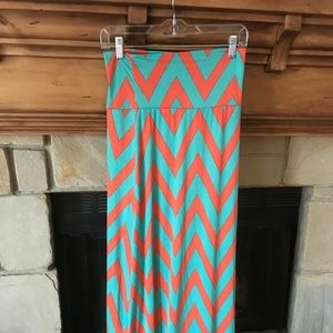 Chevron Print Maxi Skirt